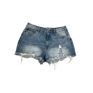 Kancan Destroyed Denim Raw Hem Shorts Sz 13/30